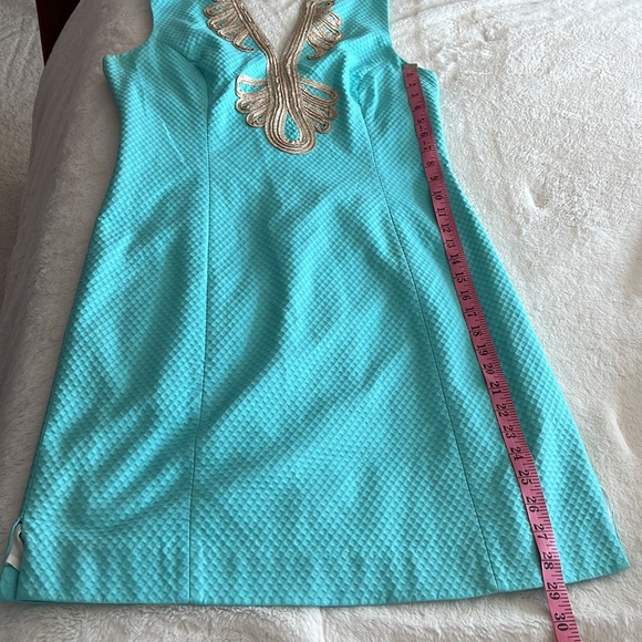 Blue and Gold Lilly Pulitzer Shift Dress Size 10 - Picture 6 of 6